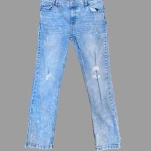 Boys Wonder Nation Distressed Jeans 14 Husky Light Wash Blue Denim